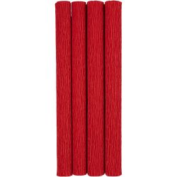 Kreppapir, ark 25x60 cm, Strekk-/krep: 180%, 105 g, r&oslash;d, 4 ark/ 1 pk.