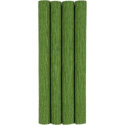 Kreppapir, ark 25x60 cm, Strekk-/krep: 180%, 105 g, l&oslash;vgr&oslash;nn, 4 ark/ 1 pk.