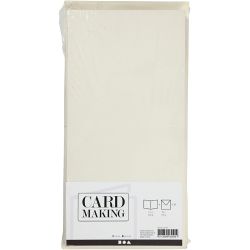 Kort og konvolutter, kort str. 15x15 cm, konvolutt str. 16x16 cm, 110+220 g, r&aring;hvit, 50 sett/ 1 pk.