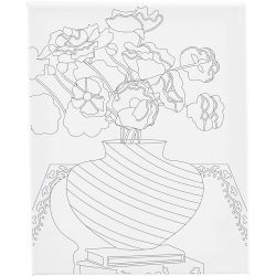 Malelerret med trykk, Bukett i vase, D: 1,6 cm, str. 24x30 cm, 360 g, 1 stk.