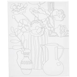 Malelerret med trykk, Blomstrete stilleben, D: 1,6 cm, str. 24x30 cm, 360 g, 1 stk.