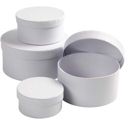 Runde Esker, str. 8x4 + 10x5 + 12x6 + 14x7 cm, hvit, 4 stk./ 1 sett