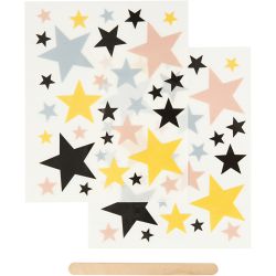 Rub on Merkelapper, stjerner, ark 12,2x15,3 cm, 2 ark/ 1 pk.