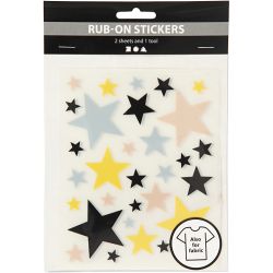 Rub on Merkelapper, stjerner, ark 12,2x15,3 cm, 2 ark/ 1 pk.