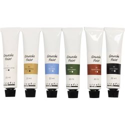 Gouache-maling, naturfarger, 6x20 ml/ 1 pk.