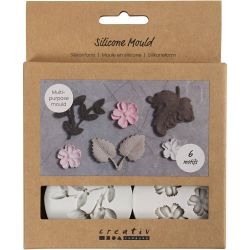 Silikonform, Blader og blomster, H: 0,5 cm, L: 1,8-4,5 cm, 4 stk./ 1 stk.