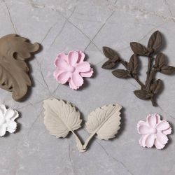 Silikonform, Blader og blomster, H: 0,5 cm, L: 1,8-4,5 cm, 4 stk./ 1 stk.