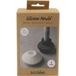 Silikonform, Rillede lysestaker, H: 4+5,5 cm, dia. 7+8 cm, blank transparent, 2 stk./ 1 pk.