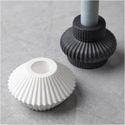 Silikonform, Rillede lysestaker, H: 4+5,5 cm, dia. 7+8 cm, blank transparent, 2 stk./ 1 pk.