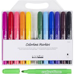 Colortime tusjer, strek 5 mm, standardfarger, 12 stk./ 1 pk.
