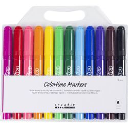 Colortime tusjer, strek 5 mm, standardfarger, 12 stk./ 1 pk.