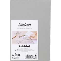 Linoleum, str. 10x15 cm, tykkelse 3 mm, gr&aring;, 2 stk./ 1 pk.