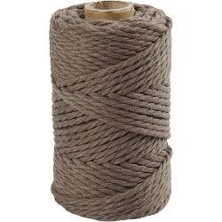 Macram&egrave;-rep, L: 55 m, dia. 4 mm, lys brun, 330 g/ 1 rl.