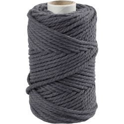 Macram&egrave;-rep, L: 55 m, dia. 4 mm, gr&aring;, 330 g/ 1 rl.