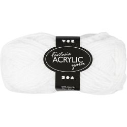 Fantasia Akrylgarn, L: 80 m, hvit, 50 g/ 1 nst.