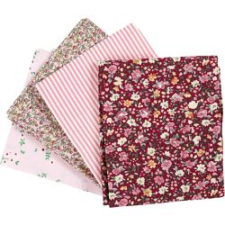 Patchwork stoff, str. 45x55 cm, 100 g, rosa, 4 stk./ 1 bunt