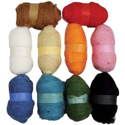 Kardet Ull, ass. farger, 10x25 g/ 1 pk.