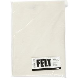 Hobbyfilt, A4, ark 210x297 mm, tykkelse 1,5-2 mm, r&aring;hvit, 10 ark/ 1 pk.