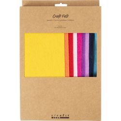 Hobbyfilt, A4, ark 210x297 mm, tykkelse 2 mm, colorful, 10 ark/ 1 pk.