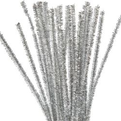 Piperenser, L: 30 cm, tykkelse 6 mm, glitter, s&oslash;lv, 24 stk./ 1 pk.