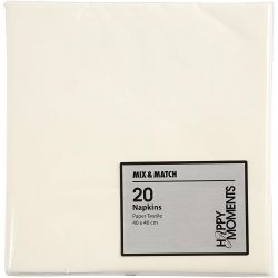 Servietter, str. 40x40 cm, 60 g, r&aring;hvit, 20 stk./ 1 pk.