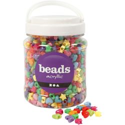 Figurperler, dia. 10 mm, hullstr. 3,5 mm, ca. 1530 stk., ass. farger, 400 g, 700 ml/ 1 boks