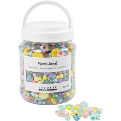 Klassiske perler, dia. 5-35 mm, hullstr. 1-8 mm, ca. 900 stk., ass. farger, 700 ml/ 1 boks
