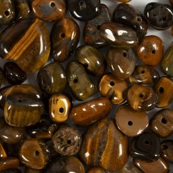 Krystallperler, Tiger&oslash;ye, dia. 7-12 mm, hullstr. 1 mm, brun, 63 stk./ 1 pk.