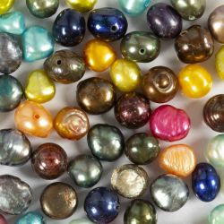 Ferskvannsperler, dia. 5-6 mm, hullstr. 0,5 mm, perlemorsfarger, 60 stk./ 1 pk.