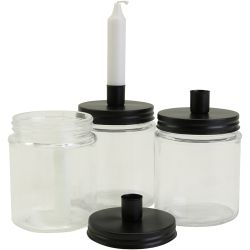 Glass med lysholder og lys