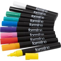 formline akryltusj, strek 2,5 mm, ass. farger, 10 stk./ 1 pk.