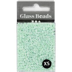 Rocaillesperler, dia. 3 mm, str. 8/0, hullstr. 0,6-1,0 mm, soft gr&oslash;nn, 25 g/ 1 pk.