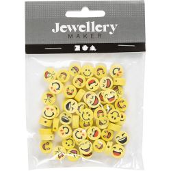 Figurperler, Emoji, dia. 10 mm, hullstr. 1,5 mm, 60 stk./ 1 pk.