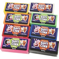 Modellervoks, ass. farger, 8x500 g/ 1 pk.