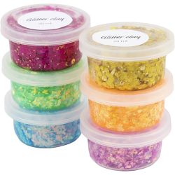 Glitter Clay, glade farger, 6x20 g/ 1 pk.