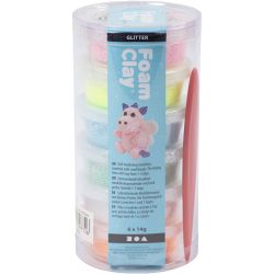 Foam Clay&reg; , glitter, pastellfarger, 6x14 g/ 1 pk.