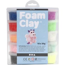 Foam Clay&reg; , glitter, ass. farger, 10x35 g/ 1 pk.