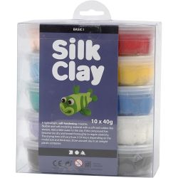 Silk Clay&reg;, Basic 1, ass. farger, 10x40 g/ 1 pk.