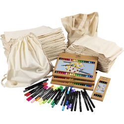 Gruppe DIY Kit sko- og muleposer med tusjer, str. 27,5x30 cm, ass. farger, 1 sett
