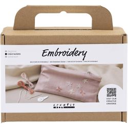 Mini DIY Kit Broderi, Clutchveske, st&oslash;vete rosa, 1 pk.