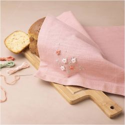 Mini DIY Kit Broderi, Stoffserviett, st&oslash;vete rosa, 1 pk.