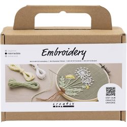 Mini DIY Kit Broderi, Broderiramme, st&oslash;vete gr&oslash;nn, 1 pk.
