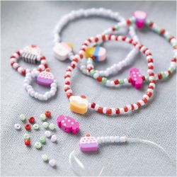 Mini DIY Kit Smykker, Elastisk armb&aring;nd og ring, 1 pk.