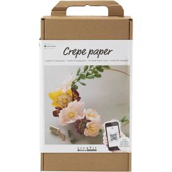 DIY Kit Kreppapir, Krans, Strekk-/krep: 180%, 1 pk.