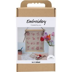 DIY Kit Broderi, hengende dekorasjon, lin, 1 pk.