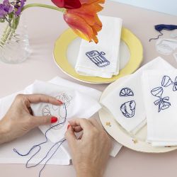 DIY Kit Broderi, Servietter, off white, 1 pk.