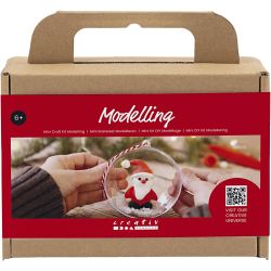 Mini DIY Kit Modellering, Julenisse, r&oslash;d/hvit, 1 pk.