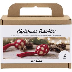 DIY Kit Julekuler, Macram&eacute;, juler&oslash;d, 1 pk.