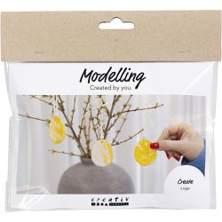 Mini DIY Kit Modellering, egg, lys gul, pastellfarger, 1 pk.