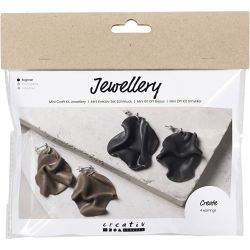 Mini DIY Kit Smykker, Brettede &oslash;reringer, 1 pk.